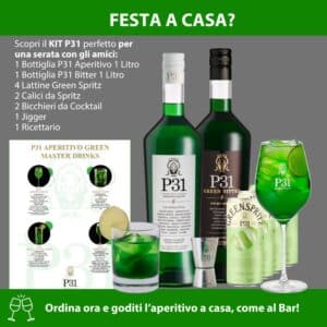Kit P31: 2 Bottiglie+4 Lattine+2 Calici+2 Bicch.cocktail+Jigger+Ricettario