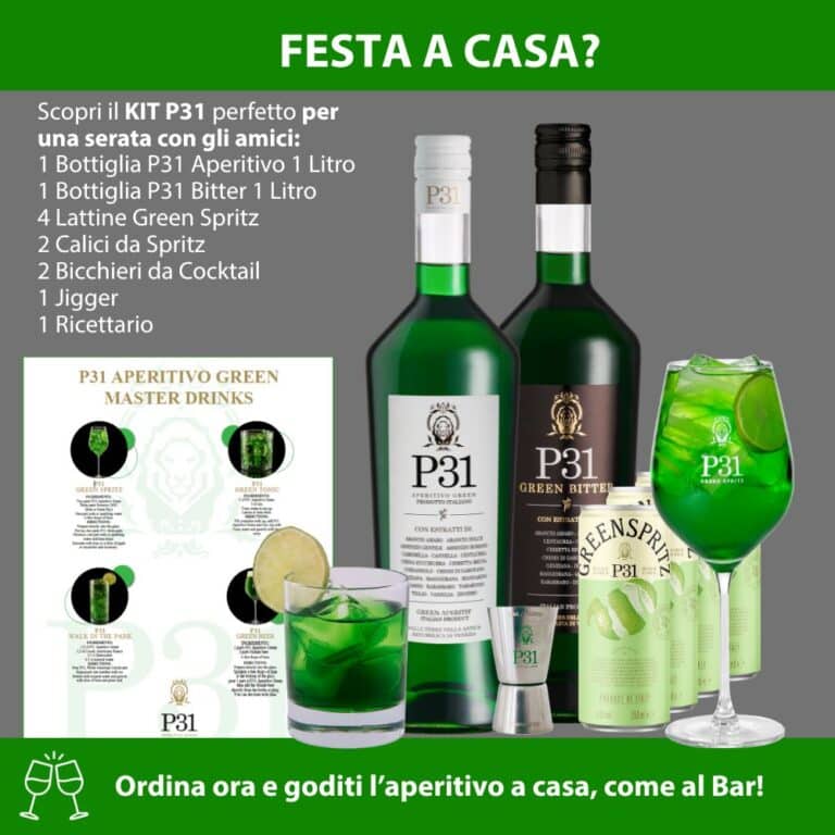 Kit P31: 2 Bottiglie+4 Lattine+2 Calici+2 Bicch.cocktail+Jigger+Ricettario